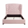 Pemberly Row Contemporary Chenille Eastern King Upholstery Bed in Pink