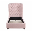 Pemberly Row Contemporary Chenille Twin Upholstery Bed in Pink