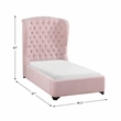 Pemberly Row Contemporary Chenille Twin Upholstery Bed in Pink