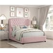 Pemberly Row Chenille California King Upholstery Bed in Pink