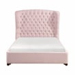 Pemberly Row Chenille California King Upholstery Bed in Pink