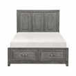 Pemberly Row Acacia Queen Platform Bed with Footboard Storage in Gray