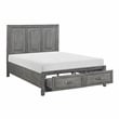 Pemberly Row Acacia Queen Platform Bed with Footboard Storage in Gray