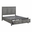 Pemberly Row Acacia Queen Platform Bed with Footboard Storage in Gray