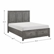 Pemberly Row Acacia Queen Platform Bed with Footboard Storage in Gray
