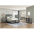 Pemberly Row Acacia Full Platform Bed with Footboard Storage in Gray