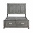 Pemberly Row Acacia Full Platform Bed with Footboard Storage in Gray