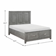 Pemberly Row Acacia Full Platform Bed with Footboard Storage in Gray