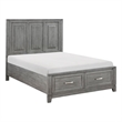 Pemberly Row Acacia Full Platform Bed with Footboard Storage in Gray