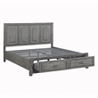 Pemberly Row Acacia California King Platform Bed with Footboard Storage in Gray