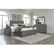 Pemberly Row Acacia Eastern King Platform Bed w Footboard Storage in Gray