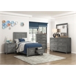 Pemberly Row Acacia Twin Platform Bed with Footboard Storage in Gray