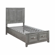 Pemberly Row Acacia Twin Platform Bed with Footboard Storage in Gray