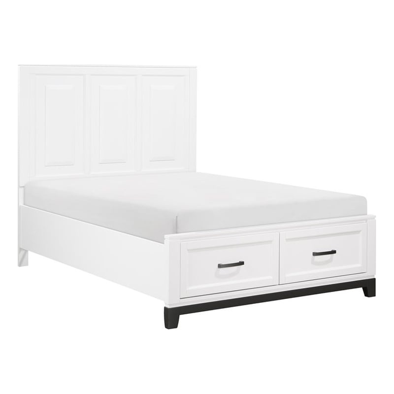 Pemberly Row Solid Wood Full Pltfm Bed in White & Metallic Gray Finish