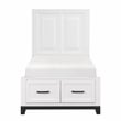 Pemberly Row Solid Wood Twin Pltfm Bed in White & Metallic Gray Finish