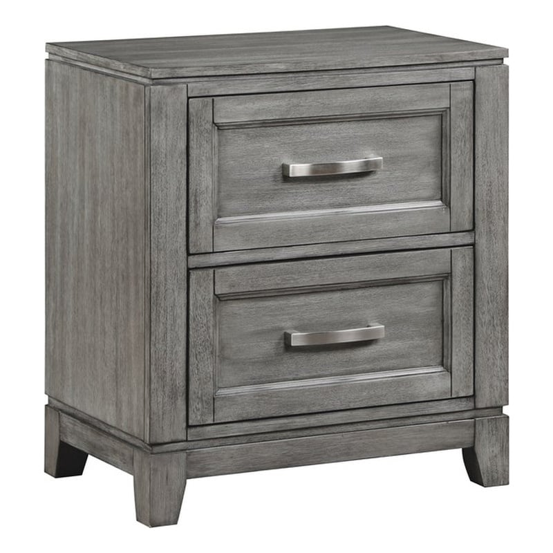 Pemberly Row Transitional Solid Wood Nightstand in Gray Finish