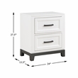Pemberly Row Solid Wood Nightstand in White and Metallic Gray Finish