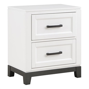 Pemberly Row Solid Wood Nightstand in White and Metallic Gray Finish