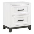 Pemberly Row Solid Wood Nightstand in White and Metallic Gray Finish