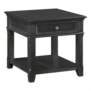 Pemberly Row Traditional Solid Wood End Table in Charcoal Finish