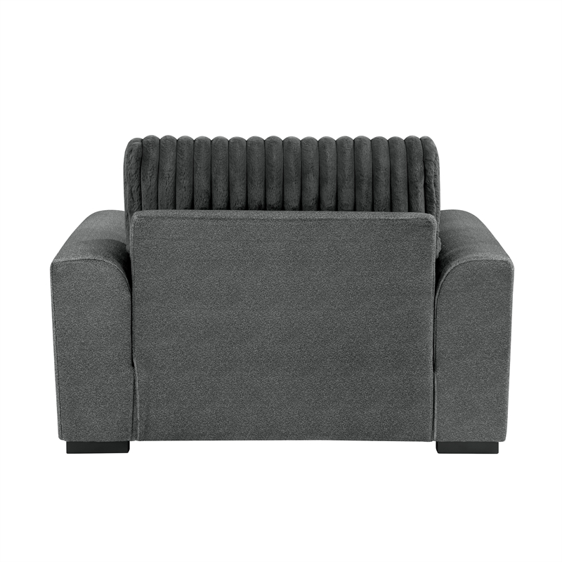 Pemberly Row Contemporary Textured Chair in Dark Gray Finish