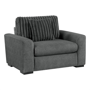 Pemberly Row Contemporary Textured Chair in Dark Gray Finish