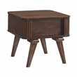 Pemberly Row Mid-Century Asian Hardwood End Table in Walnut Finish
