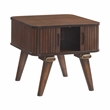 Pemberly Row Mid-Century Asian Hardwood End Table in Walnut Finish