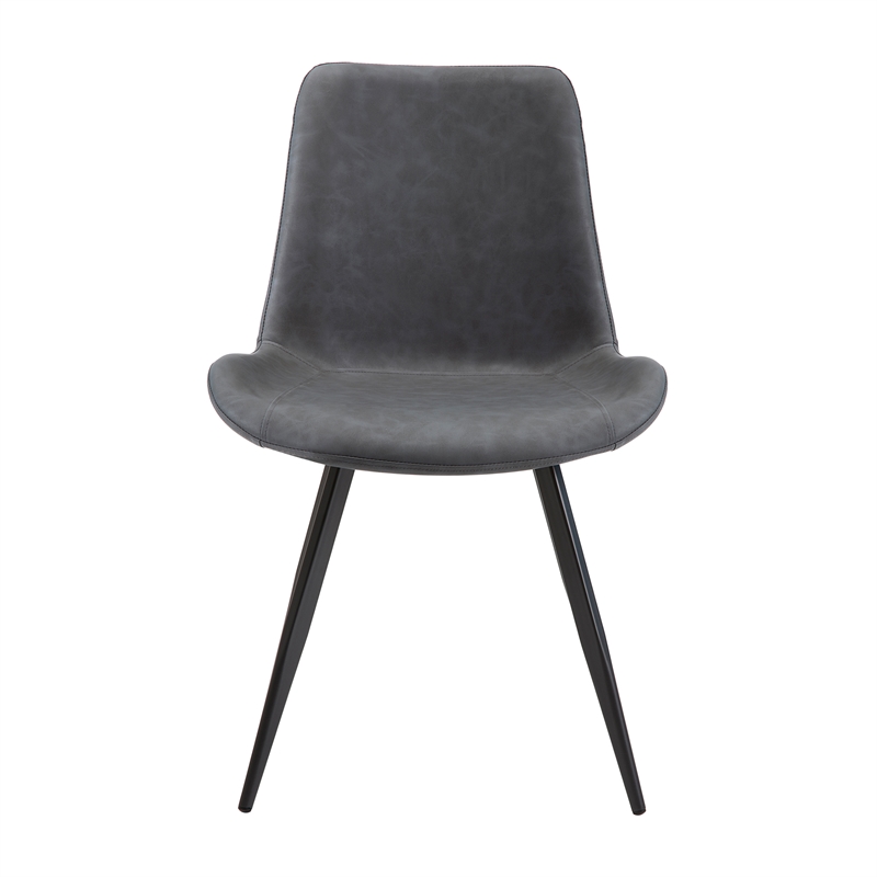 Pemberly Row Faux Leather Dining Side Chair in Gray (Set of 2)