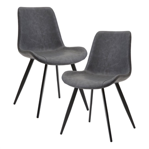 Pemberly Row Faux Leather Dining Side Chair in Gray (Set of 2)