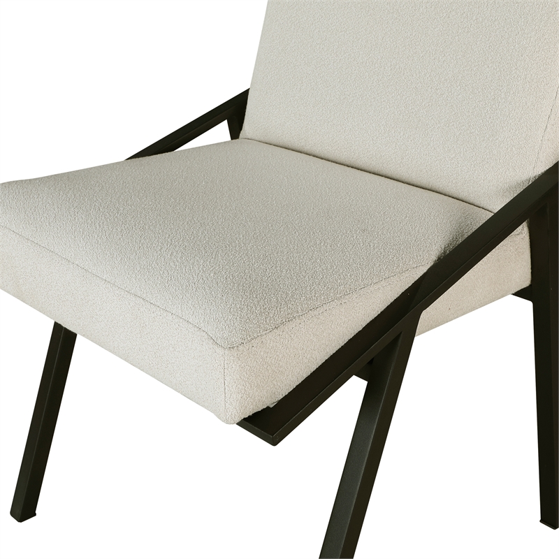 Pemberly Row Contemporary Textured Dining Side Chair in Cream (Set of 2)