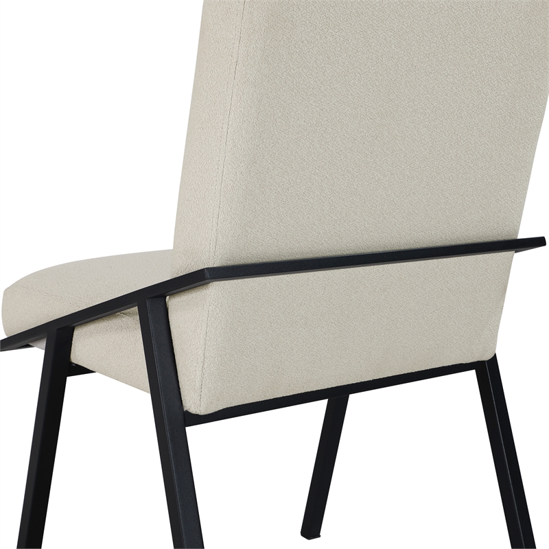 Pemberly Row Contemporary Textured Dining Side Chair in Cream (Set of 2)