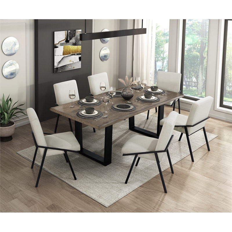 Pemberly Row Contemporary Textured Dining Side Chair in Cream (Set of 2)