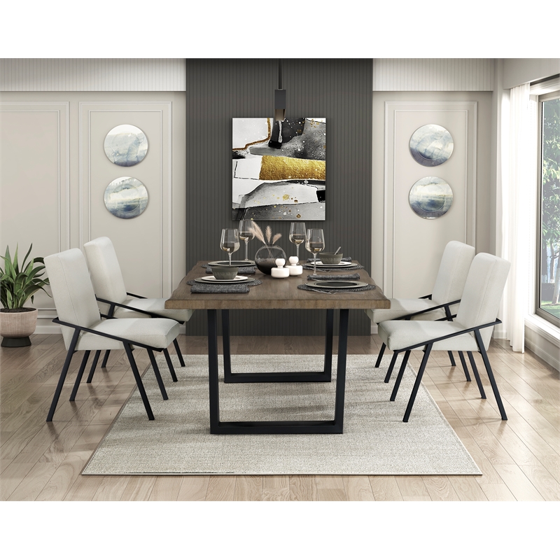 Pemberly Row Contemporary Textured Dining Side Chair in Cream (Set of 2)