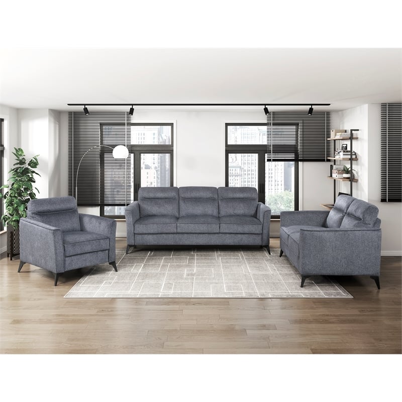 Pemberly Row Contemporary Microfiber Chair in Dark Gray Finish