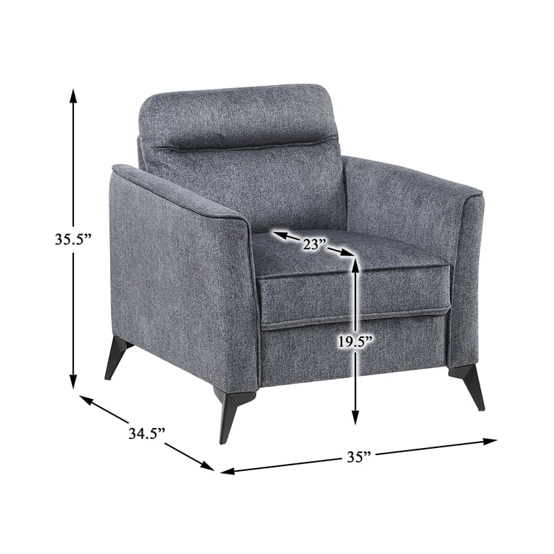 Pemberly Row Contemporary Microfiber Chair in Dark Gray Finish