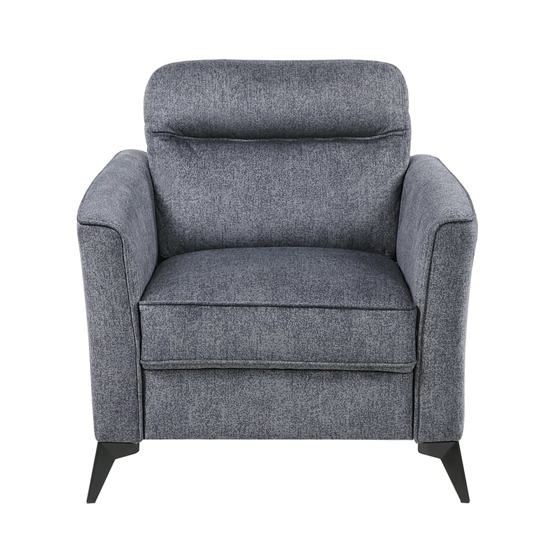 Pemberly Row Contemporary Microfiber Chair in Dark Gray Finish