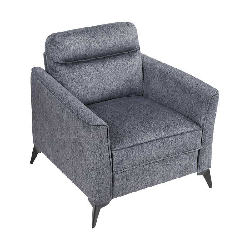 Pemberly Row Contemporary Microfiber Chair in Dark Gray Finish