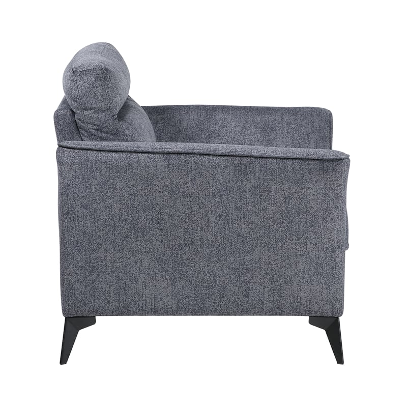 Pemberly Row Contemporary Microfiber Chair in Dark Gray Finish