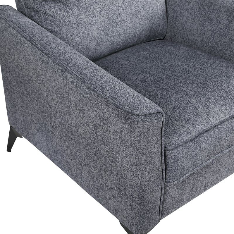 Pemberly Row Contemporary Microfiber Chair in Dark Gray Finish