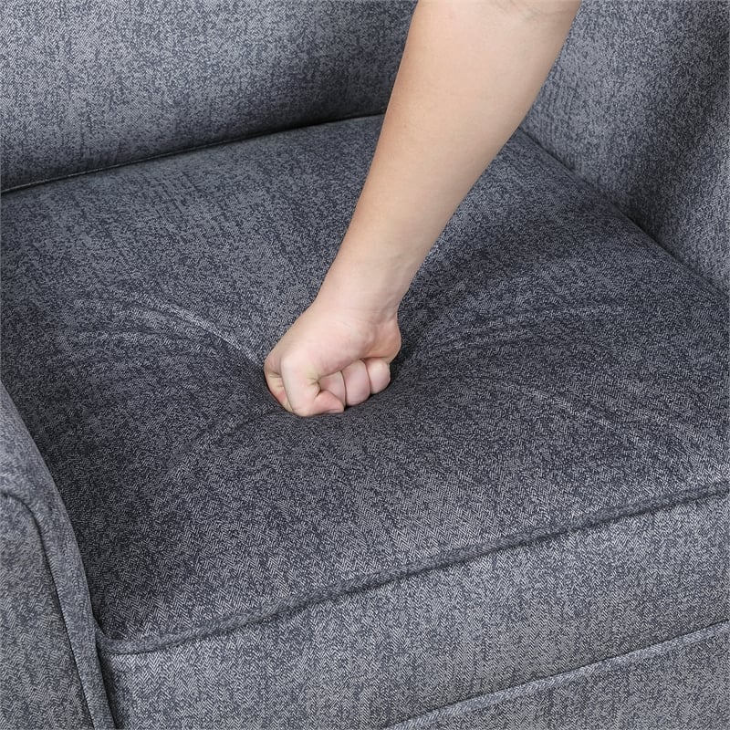 Pemberly Row Contemporary Microfiber Chair in Dark Gray Finish