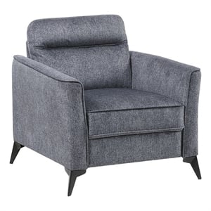 Pemberly Row Contemporary Microfiber Chair in Dark Gray Finish