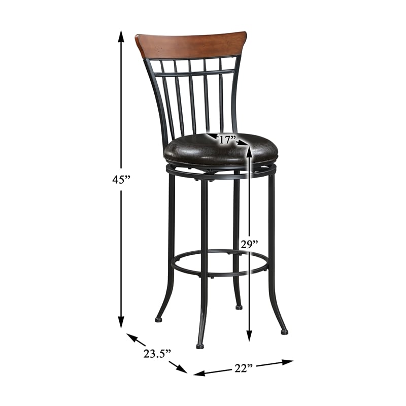 Pemberly Row Contemporary Faux Leather Swivel Pub Height Chair in Brown