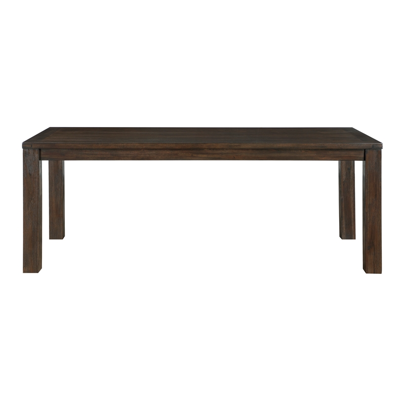 Pemberly Row Contemporary Solid Acacia Wood Dining Table in Dark Brown