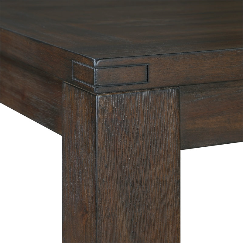 Pemberly Row Contemporary Solid Acacia Wood Dining Table in Dark Brown