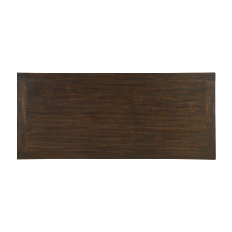 Pemberly Row Contemporary Solid Acacia Wood Dining Table in Dark Brown