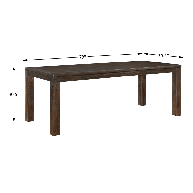 Pemberly Row Contemporary Solid Acacia Wood Dining Table in Dark Brown