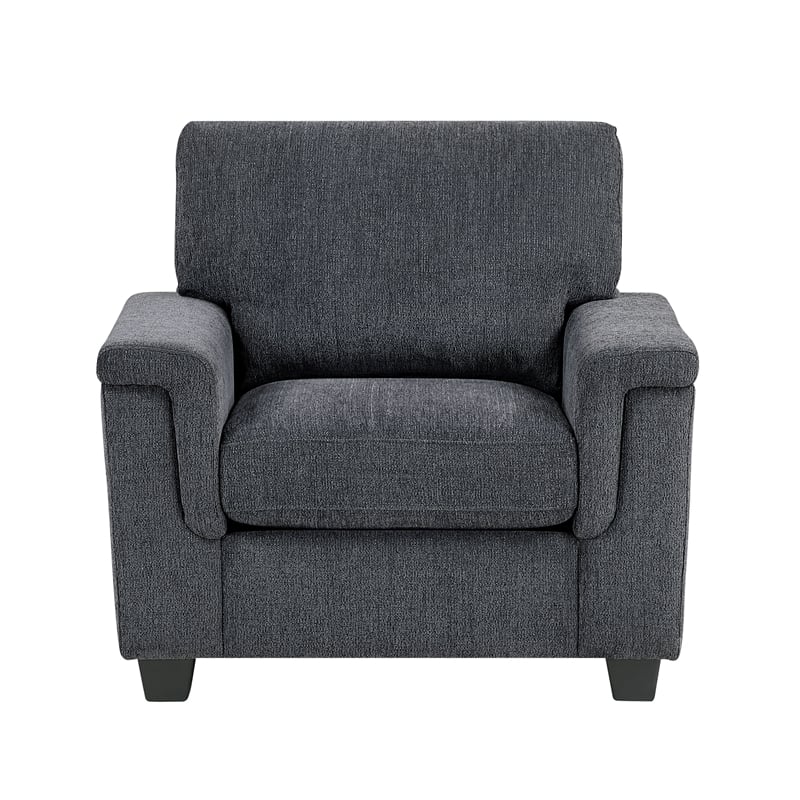 Pemberly Row Contemporary Chenille Chair in Dark Gray Finish
