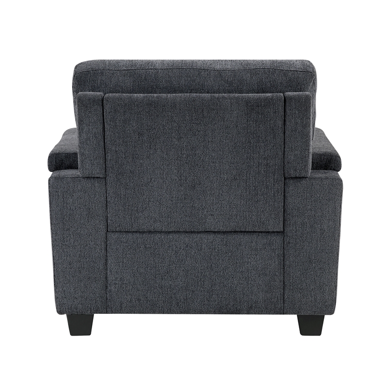 Pemberly Row Contemporary Chenille Chair in Dark Gray Finish