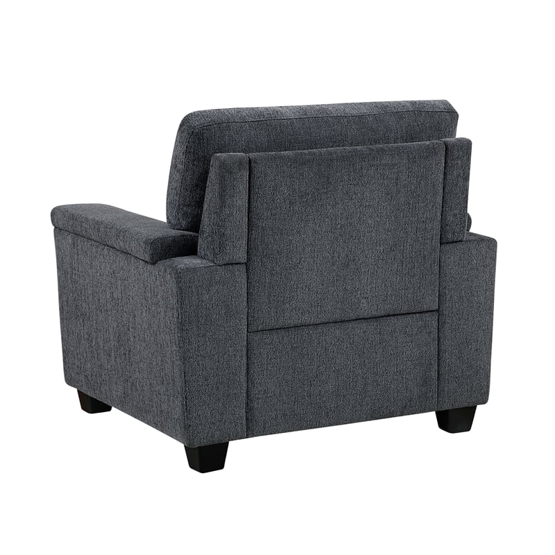 Pemberly Row Contemporary Chenille Chair in Dark Gray Finish